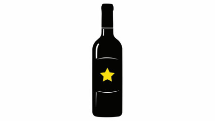 Elegant Black Wine Bottle with a Golden Star Label.