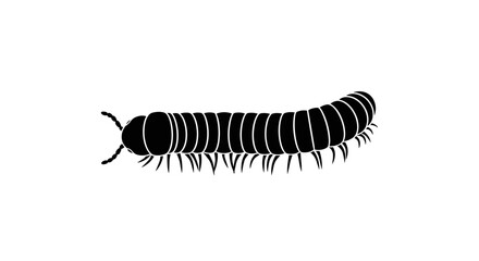 Silhouette of a Millipede Detailed Vector Illustration.