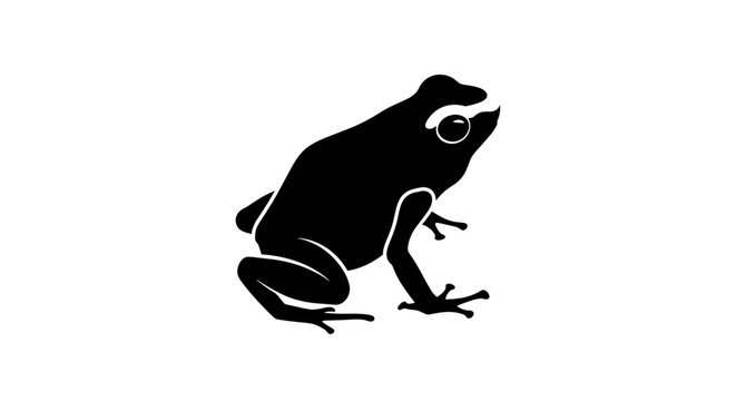 Silhouette of a Poison Dart Frog on White Background.