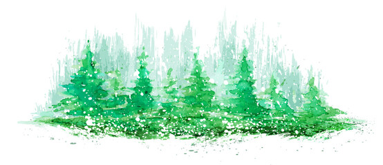 Winter forest. Vector illustration with fir trees