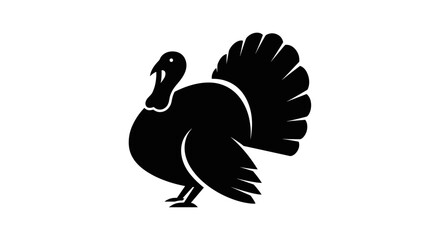 Silhouette of a Turkey Thanksgiving and Farm Animal Icon.