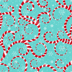 Candy cane swirls. Christmas seamless pattern
