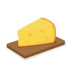 Wedge of Yellow Cheese on a Wooden Cutting Board