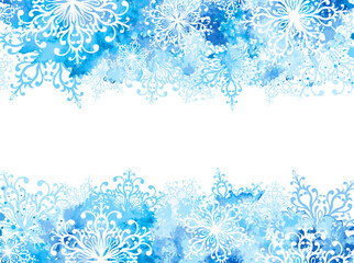 Snowflakes border. Winter horizontal banner.
