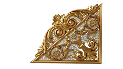 Luxurious gold corner ornament with intricate detailing, decorative design