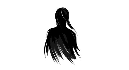 Silhouette of a Woman with Flowing Black Hair.