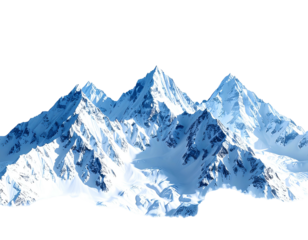 Rugged snow-covered mountains with sharp peaks on black background