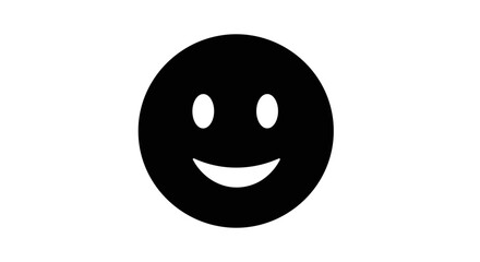 Simple Black and White Smiley Face Icon Illustration.
