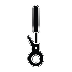 Black silhouette of a curling iron on white background