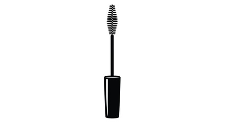 A single black mascara wand isolated on a plain white background