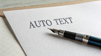 Fountain pen writing AUTO TEXT on white paper