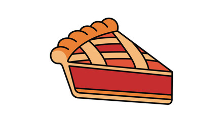 A colorful illustration of a single slice of red pie with a golden crust