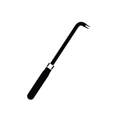 Black silhouette of a dental explorer tool instrument
