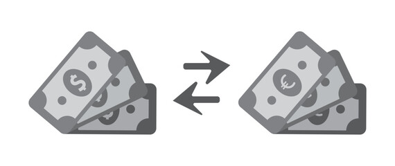 Money Exchange Illustration, Dollar and Euro Currency Transfer Icon