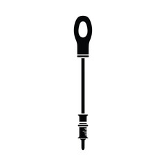 Black silhouette of a dipstick with loop handle engine