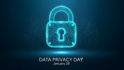 Digital padlock security concept for data privacy day