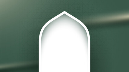 Islamic background with mosque arch in waving green background. islamic background