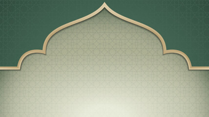 Islamic background in green design with mosque arch shape. Islamic background for islamic holiday