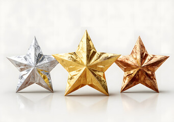Obraz premium Set of vector gold, silver and bronze stars