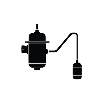 Black silhouette of a float valve mechanism water level