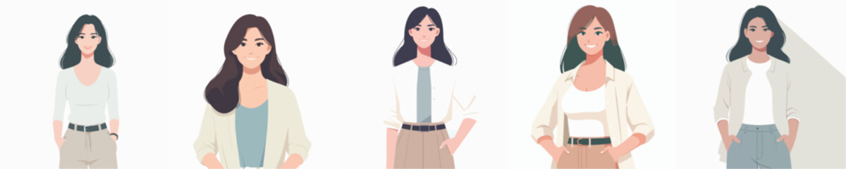 Elegant Beautiful Woman Standing Vector Illustration