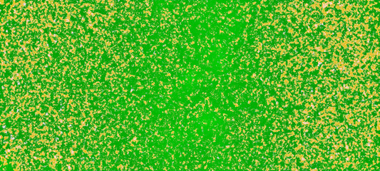 Abstract grainy texture with bright green and heavily contrasted yellow/gold and white speckles. Resembles static or digital noise. Use as background or overlay. Digitally generated images.