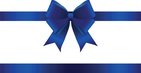 Vector decorative shiny gift blue ribbon with tied bow, design element isolated on white background © Iuliana