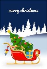 Composition with Santa's sleigh and Christmas tree