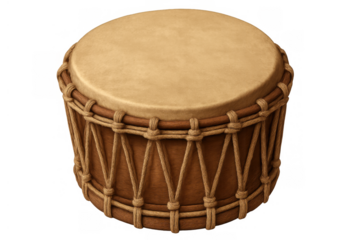 African djembe drum, traditional percussion instrument for music and rhythm, with transparent background