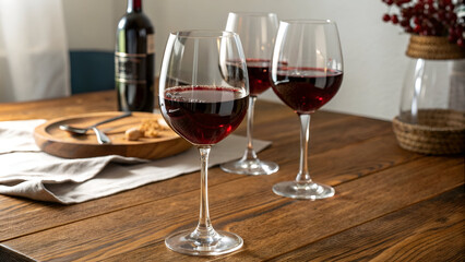 still life of wine glasses with wine