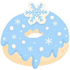 Cozy Winter Pastel – Snowflake Donut – Cute Dessert Clipart