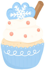Cozy Winter Pastel – Snowflake Cupcake – Cute Dessert Clipart