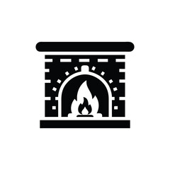Vector illustration of a dog and cat silhouette icon set featuring a home fireplace art design symbol