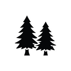 Tree two trees evergreen coniferous forest pine fir spruce silhouette graphic icon symbol isolated on white background isolated on transparent background