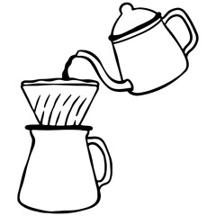 hand drawn pouring coffee filter