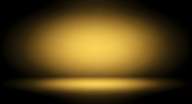 Abstract gold spotlight on black background for product display