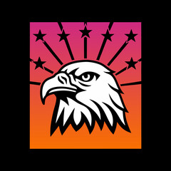 White Eagle Head with Black Stars and Gradient Rays 1