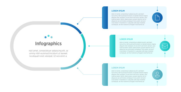 A modern, rounded infographic showing a 3-step business process in a circular layout. Each segment features a minimalist icon and color-coded section for clarity. Ideal for presentations, strategy vis