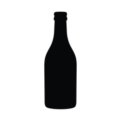 Black silhouette of a glass bottle on white background