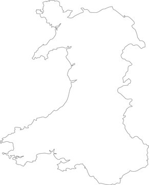 Wales Map Stroke Outline Minimalist Editable Vector