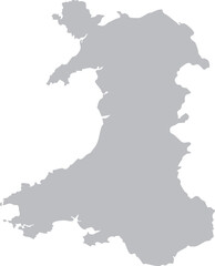 Wales Map Isolated Grey Silhouette Editable Vector