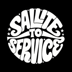 White salute to service text with stars on black lettering 1