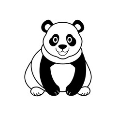 Panda a cute cartoon illustration of a panda bear sitting down with black and white markings and a friendly expression isolated on white background isolated on transparent background