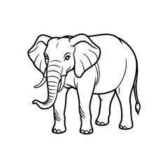 Obraz premium A huge gray elephant vector illustration featuring a heavy wild mammal with a large trunk and tusks standing isolated on white for a nature safari or zoo theme