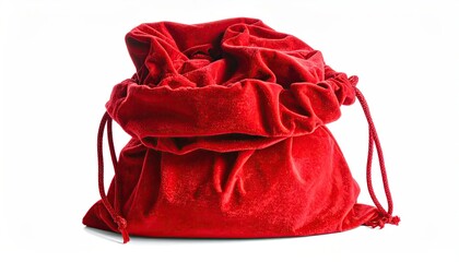 A luxurious red velvet drawstring bag for gifts or treasures.