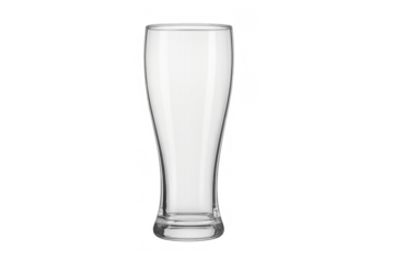 Empty beer pilsner glass with transparent background, clear glassware for beverages and drinks