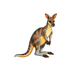 Wallaby standing on hind legs a marsupial native to australia with distinctive markings on its fur isolated on white background isolated on transparent background