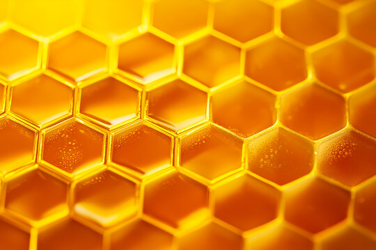 Golden Honeycomb Macro Texture