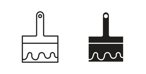 Obraz premium Paint brush icon glyph and line set thin line symbol concept.