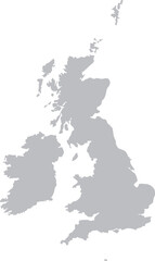 Obraz premium British Isles Map Isolated Grey Silhouette Editable Vector